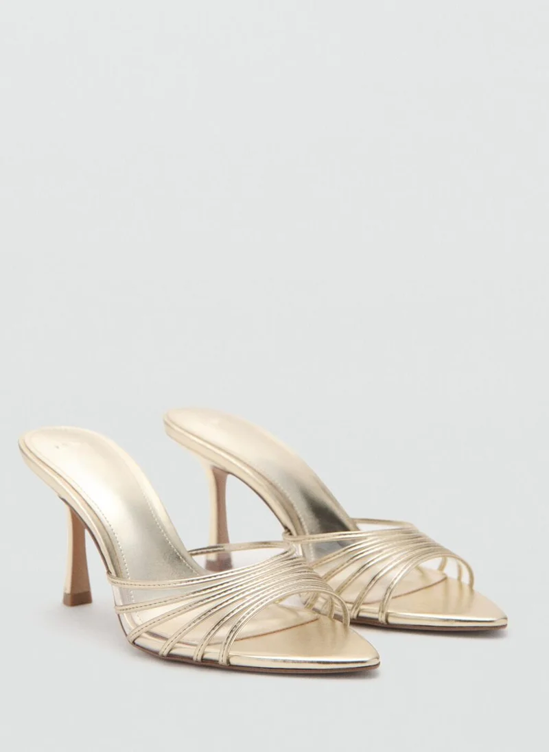 مانجو Metallic strappy heeled sandal
