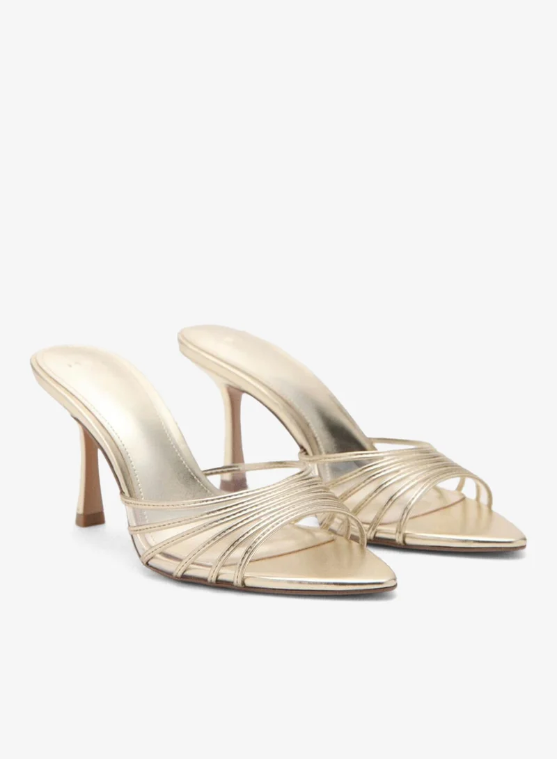 MANGO Metallic strappy heeled sandal