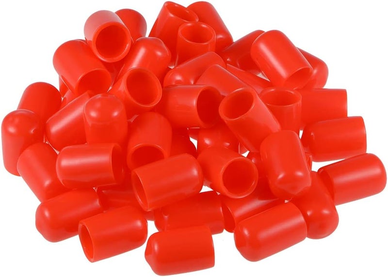 uxcell 50pcs Rubber End Caps 11mm ID Vinyl Round Tube Bolt Cap Cover Screw Thread Protectors Red - Image 1