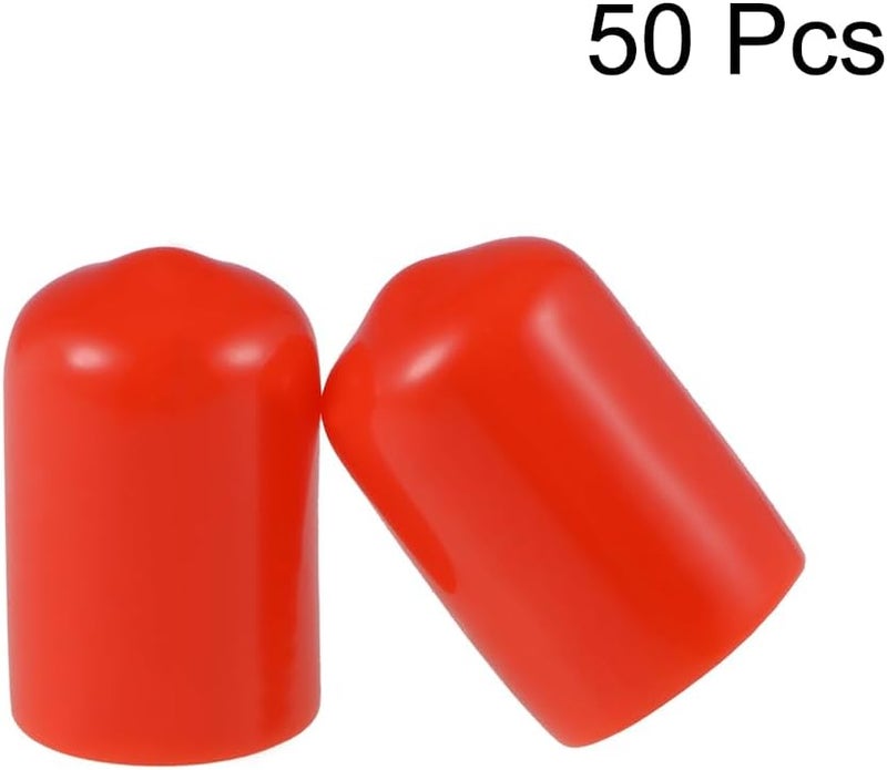 uxcell 50pcs Rubber End Caps 11mm ID Vinyl Round Tube Bolt Cap Cover Screw Thread Protectors Red - Image 2