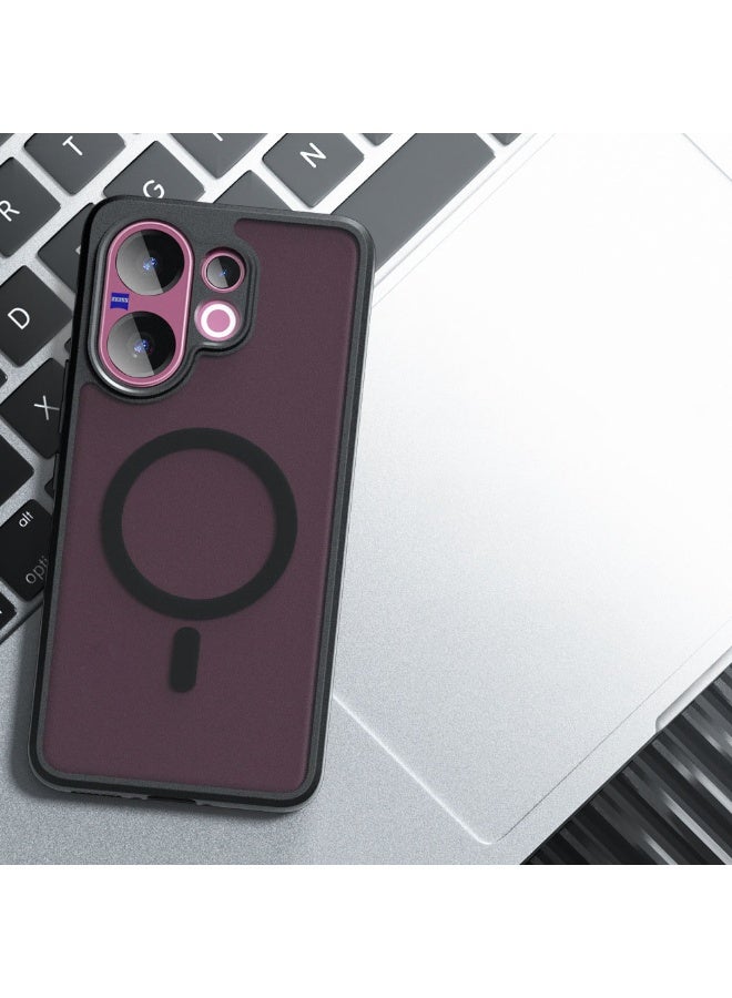 general Magnetic Case Compatible with Vivo V60 5G, Frosted Matte Translucent Black Case Anti-Yellowing Airbag PC+TPU Shockproof Protective Back Cover for Vivo V60 - Image 3