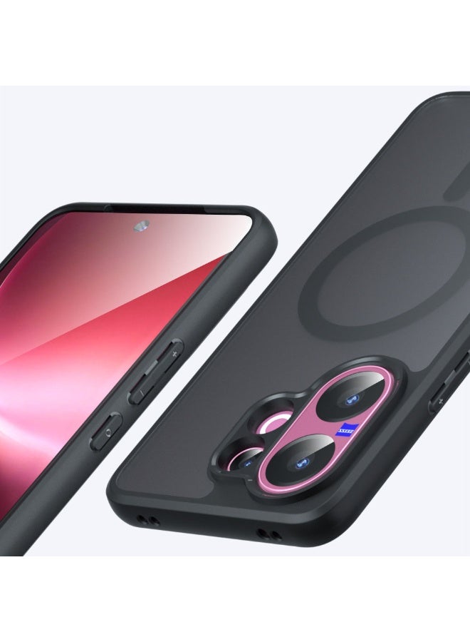 general Magnetic Case Compatible with Vivo V60 5G, Frosted Matte Translucent Black Case Anti-Yellowing Airbag PC+TPU Shockproof Protective Back Cover for Vivo V60 - Image 5