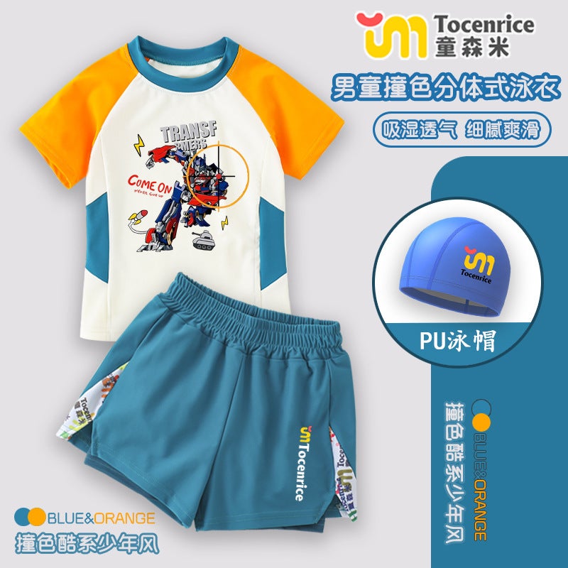 Transformers Wasp Swimsuit Handsome Boys Split Children'S Sunscreen Quick-Drying Swimsuit Suit Trendy Style - Image 4