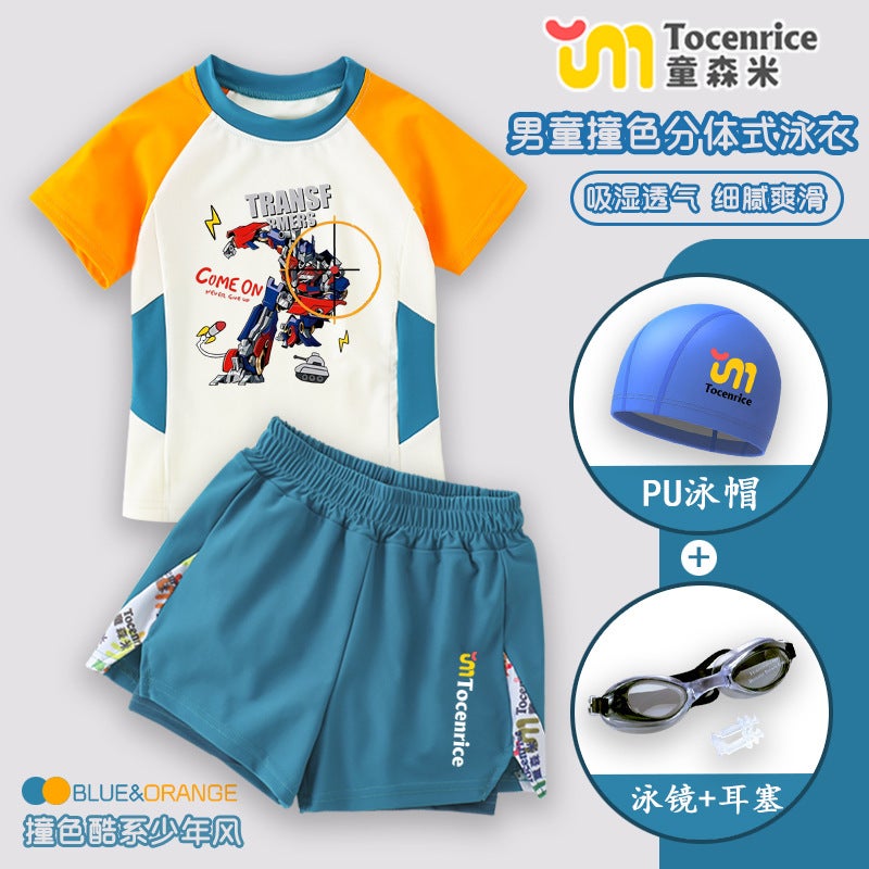 Transformers Wasp Swimsuit Handsome Boys Split Children'S Sunscreen Quick-Drying Swimsuit Suit Trendy Style - Image 3