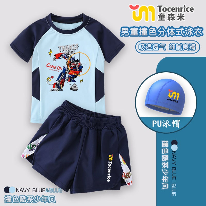 Transformers Wasp Swimsuit Handsome Boys Split Children'S Sunscreen Quick-Drying Swimsuit Suit Trendy Style - Image 5