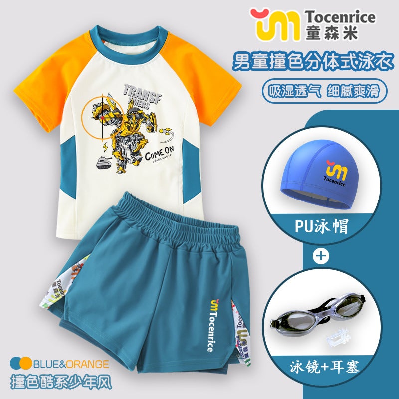 Transformers Wasp Swimsuit Handsome Boys Split Children'S Sunscreen Quick-Drying Swimsuit Suit Trendy Style - Image 2