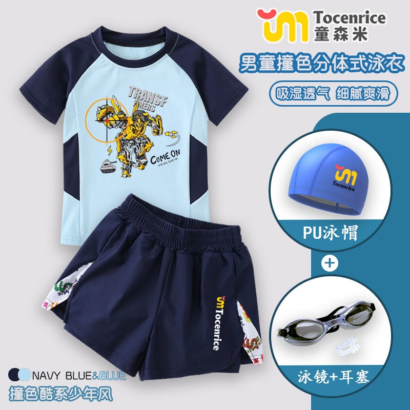 Transformers Wasp Swimsuit Handsome Boys Split Children'S Sunscreen Quick-Drying Swimsuit Suit Trendy Style - Image 1