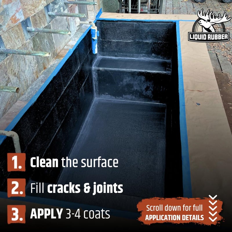 Liquid Rubber NeoPond Waterproof Pond Sealant - Fish and Plant Safe Waterproofing Membrane Sealer for Ponds and Water Features, Black, 1 Gallon - Image 5