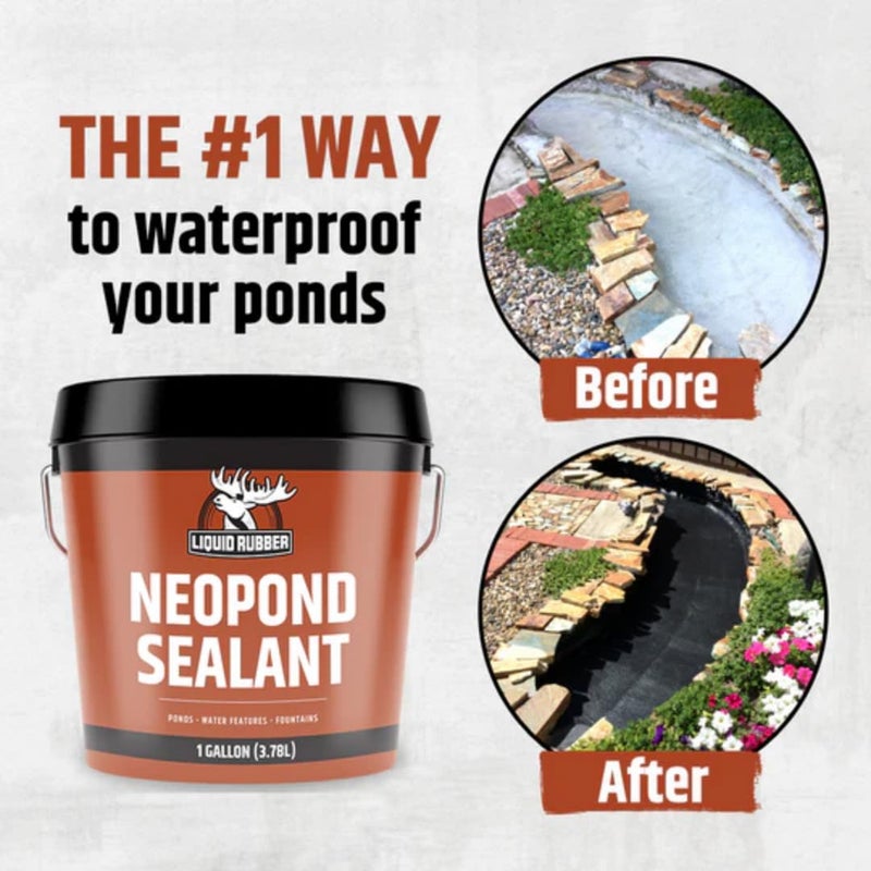 Liquid Rubber NeoPond Waterproof Pond Sealant - Fish and Plant Safe Waterproofing Membrane Sealer for Ponds and Water Features, Black, 1 Gallon - Image 2
