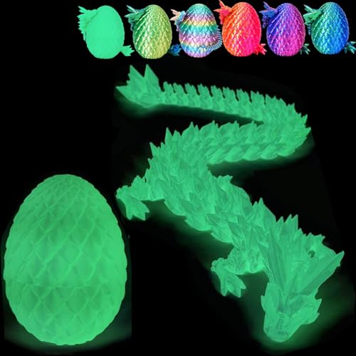YILCER 3D Printed Dragon Egg, Cool 3D Printer Articulated Crystal Dragon Toy for Boys Kid Teen, Animals Fidget Toy Dinosaur Eggs for 5-7 4-6 8-12 Year Old Boys Kid Girls(A-Luminous) - Image 1