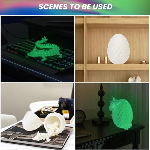 YILCER 3D Printed Dragon Egg, Cool 3D Printer Articulated Crystal Dragon Toy for Boys Kid Teen, Animals Fidget Toy Dinosaur Eggs for 5-7 4-6 8-12 Year Old Boys Kid Girls(A-Luminous) - Image 4