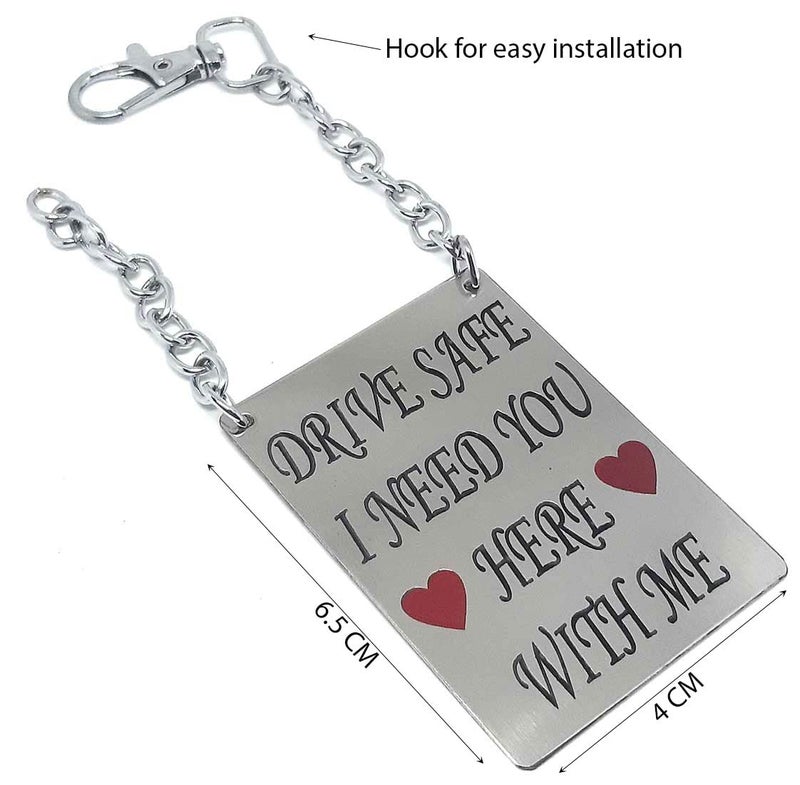 AURA هدايا عاطفية رومانسية للقيادة بأمان - تعليقة سيارة للأولاد والبنات من الفولاذ المقاوم للصدأ - فضي - حجم مجاني - Image 2