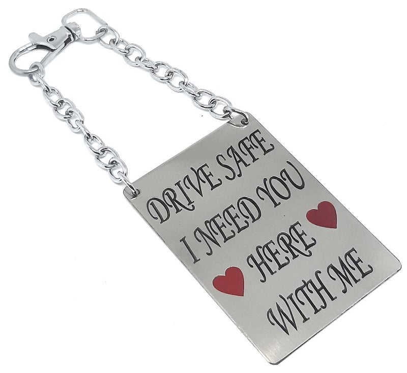 AURA هدايا عاطفية رومانسية للقيادة بأمان - تعليقة سيارة للأولاد والبنات من الفولاذ المقاوم للصدأ - فضي - حجم مجاني - Image 1