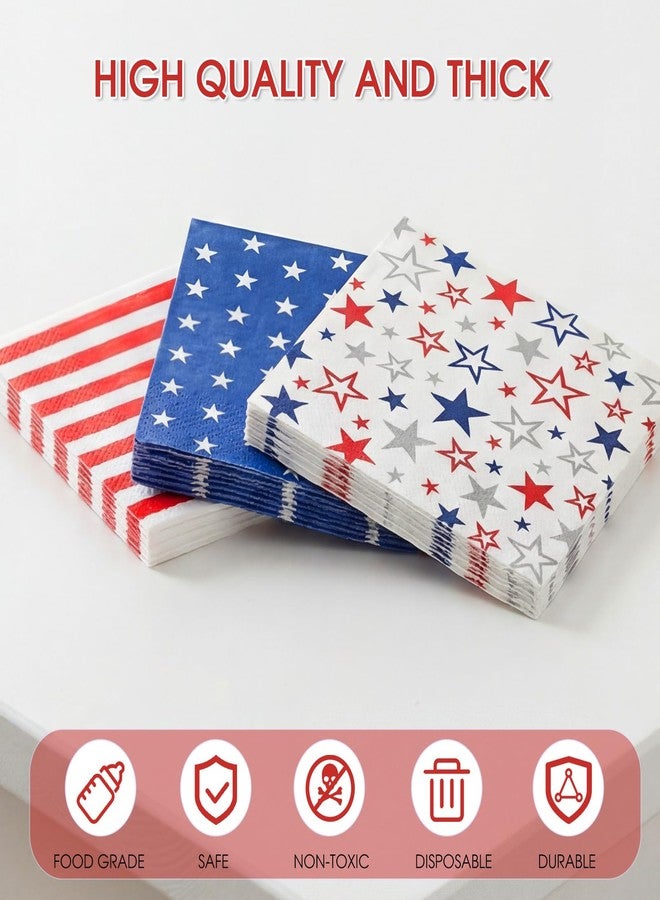 HiToJY 60Pcs 4th of July Party Supplies Set Red White Blue Patriotic Napkins for 4th of July Independence Day, 250th Anniversary, Memorial Day, Veterans Day, Election Parties - Image 3