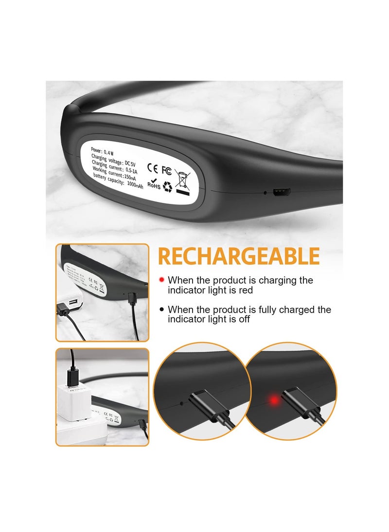 SYOSI - LED Neck Reading Light, Bendable 3 Colors Book Lights for Reading in Bed at Home, Brightness Adjustable Rechargeable Bright Read Lights for Reading, Camping, Repairing, Knitting at Night(Black) - Image 1