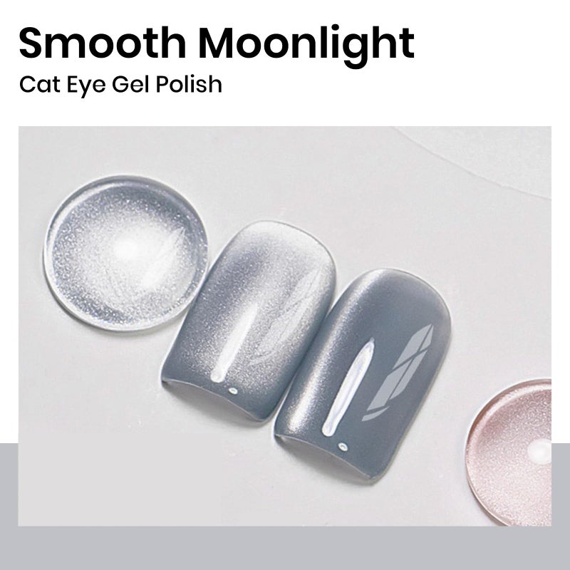 MIZHSE Cat Eye Gel Nail Polish, 12mL Silver Cateye Gel Polish Glitter Moonlight Cat Eye Effect Soak Off U V LED Gel Polish for Nail Art Manicure Salon Home DIY - Image 2