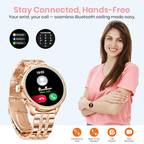 PunnkFunnk GEN 9 Smart Watch Specially Made for Girls & Women with Multi Features and Watch Faces, Music Smartwatch (Golden Strap, 1.30 Inch AMOLED Sunlight Proof Display) - Image 2