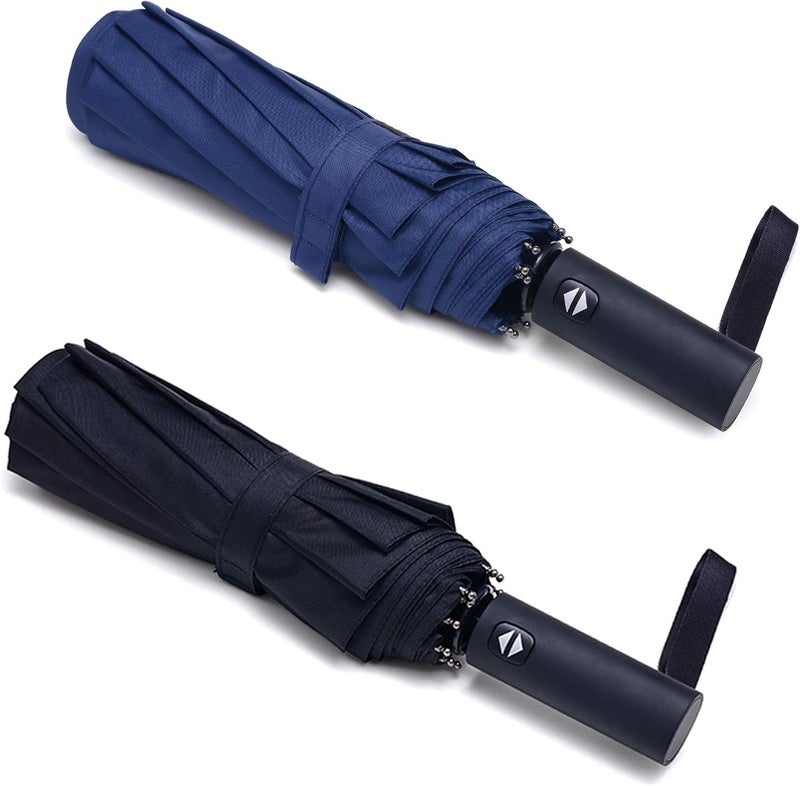 PFFY 2 Packs Travel Umbrella Windproof Auto Open & Close Collapsible Folding Small Compact Backpack Car travel Essentials Purse Umbrellas for Rain - Image 1