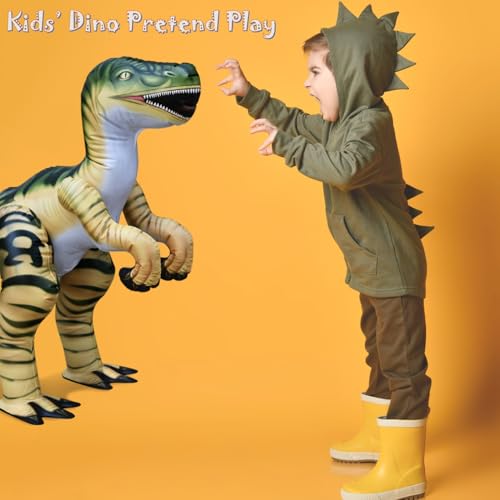 Jet Creations Velociraptor Inflatable 51" Lx30 H – Dinosaur Toy & Gift for Kids Ages 3+, Jurassic Party, Thanksgiving & Christmas Decorations, Winter Holiday Home Decor, Green and Tan Raptor, 1 pc - Image 2