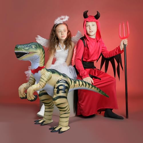 Jet Creations Velociraptor Inflatable 51" Lx30 H – Dinosaur Toy & Gift for Kids Ages 3+, Jurassic Party, Thanksgiving & Christmas Decorations, Winter Holiday Home Decor, Green and Tan Raptor, 1 pc - Image 4