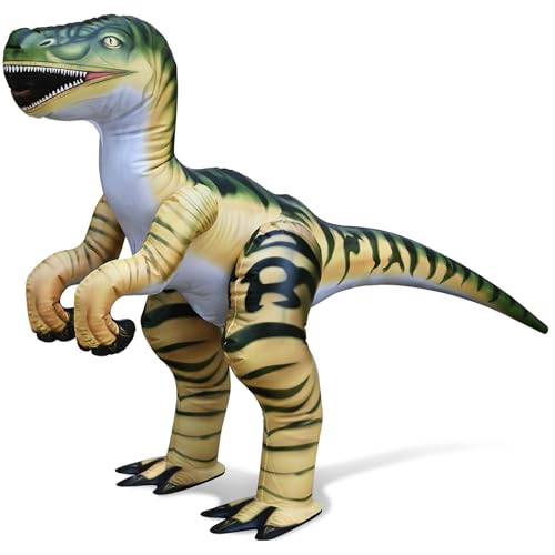 Jet Creations Velociraptor Inflatable 51" Lx30 H – Dinosaur Toy & Gift for Kids Ages 3+, Jurassic Party, Thanksgiving & Christmas Decorations, Winter Holiday Home Decor, Green and Tan Raptor, 1 pc - Image 1