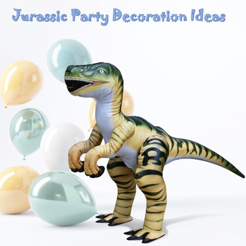 Jet Creations Velociraptor Inflatable 51" Lx30 H – Dinosaur Toy & Gift for Kids Ages 3+, Jurassic Party, Thanksgiving & Christmas Decorations, Winter Holiday Home Decor, Green and Tan Raptor, 1 pc - Image 3