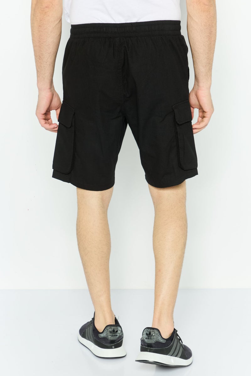 GOOD FOR NOTHING Men Brand Logo Cargo Shorts, Black - Image 4