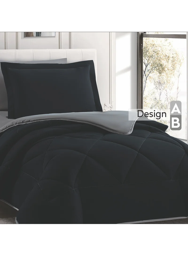 Donetella Bedding Comforter Set, Single Size Fits 120x200 cm - 4-Pcs Solid Quilted Bed Set, Microfiber Fabric - 1 Comforter, 1 Fitted Sheet And 2 Pillow Shams