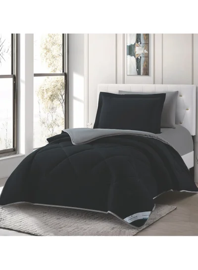 Donetella Bedding Comforter Set, Single Size Fits 120x200 cm - 4-Pcs Solid Quilted Bed Set, Microfiber Fabric - 1 Comforter, 1 Fitted Sheet And 2 Pillow Shams