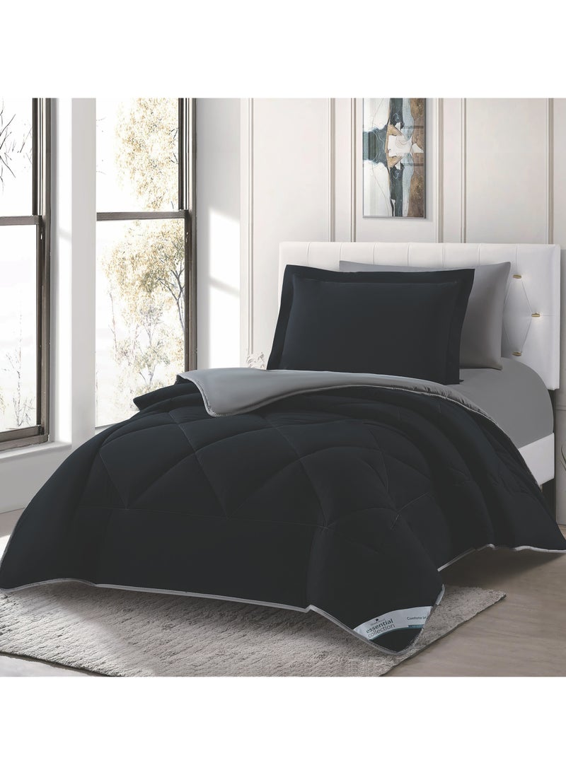 Donetella Bedding Comforter Set, Single Size Fits 120x200 cm - 4-Pcs Solid Quilted Bed Set, Microfiber Fabric - 1 Comforter, 1 Fitted Sheet And 2 Pillow Shams  - Image 1