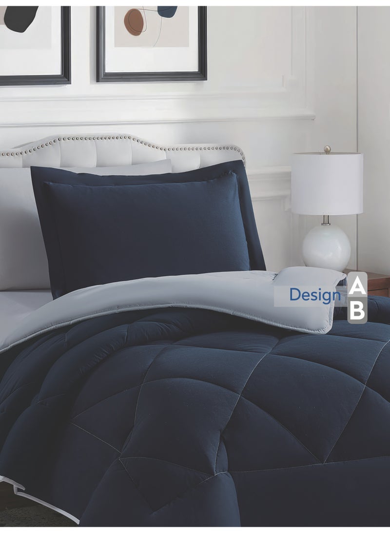 Donetella Bedding Comforter Set, Fits 140x200 cm Single Size Bed - 4-Pcs Solid Quilted Bed Set, Microfiber Fabric - 1 Comforter, 1 Fitted Sheet And 2 Pillow Shams - Image 5