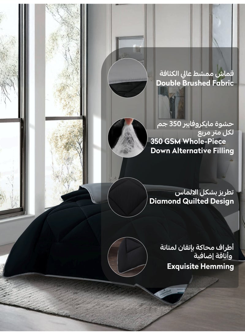 Donetella Bedding Comforter Set, Fits 140x200 cm Single Size Bed - 4-Pcs Solid Quilted Bed Set, Microfiber Fabric - 1 Comforter, 1 Fitted Sheet And 2 Pillow Shams - Image 4