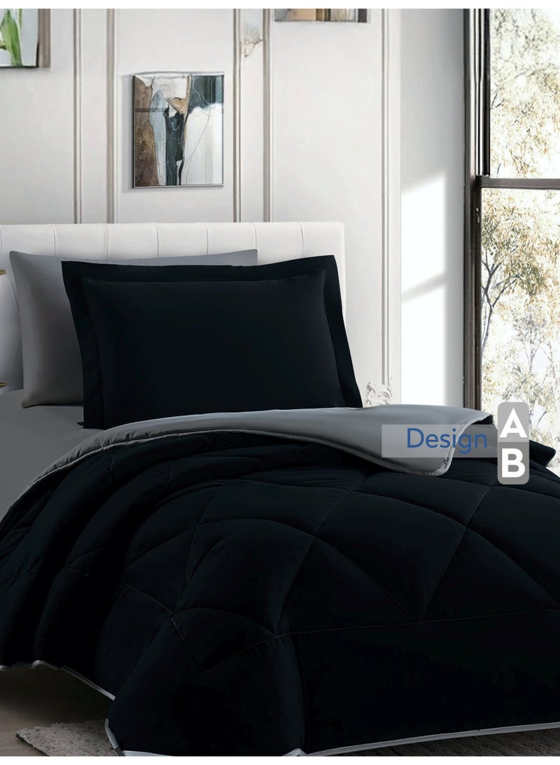 Donetella Bedding Comforter Set, Fits 140x200 cm Single Size Bed - 4-Pcs Solid Quilted Bed Set, Microfiber Fabric - 1 Comforter, 1 Fitted Sheet And 2 Pillow Shams - Image 5