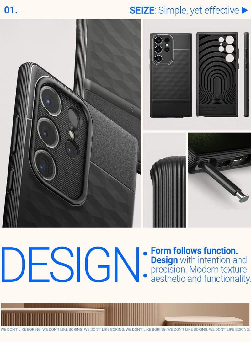 Caseology Parallax for Samsung Galaxy S23 ULTRA Case Cover - Matte Black - Image 3