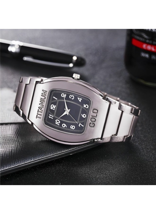 REOCLE Men's Square Watch Analog Quartz Wristwatch Bracelet Watch with & Date Function & Everyday Water Resistance & Stainless Steel Strap Fashion Business Casual Watch  - Image 4