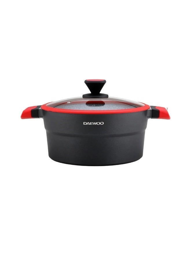 Daewoo 32cm Die-Cast Aluminum Pot, Non-Stick Granite Coating, Full Induction Base, Stay-Cool Handles, Silicone Utensils & Pot Protectors, Red, Chemical-Free - Image 1