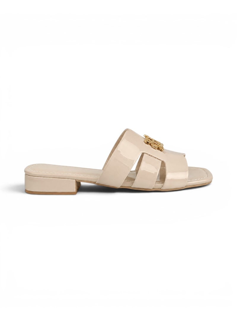 LIFESTYLISH slippers leather flat Uniquely designed SL-231 - Beige - Image 3