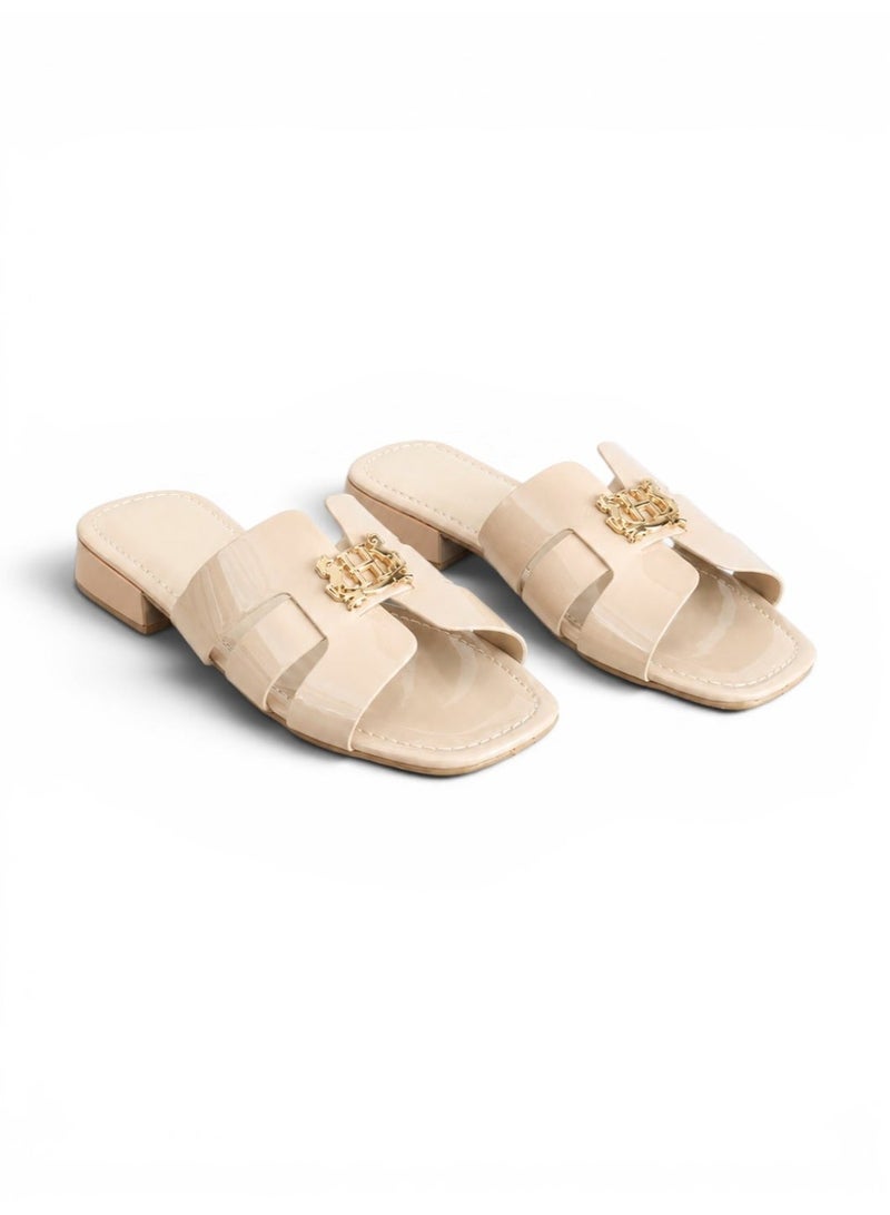 LIFESTYLISH slippers leather flat Uniquely designed SL-231 - Beige - Image 4