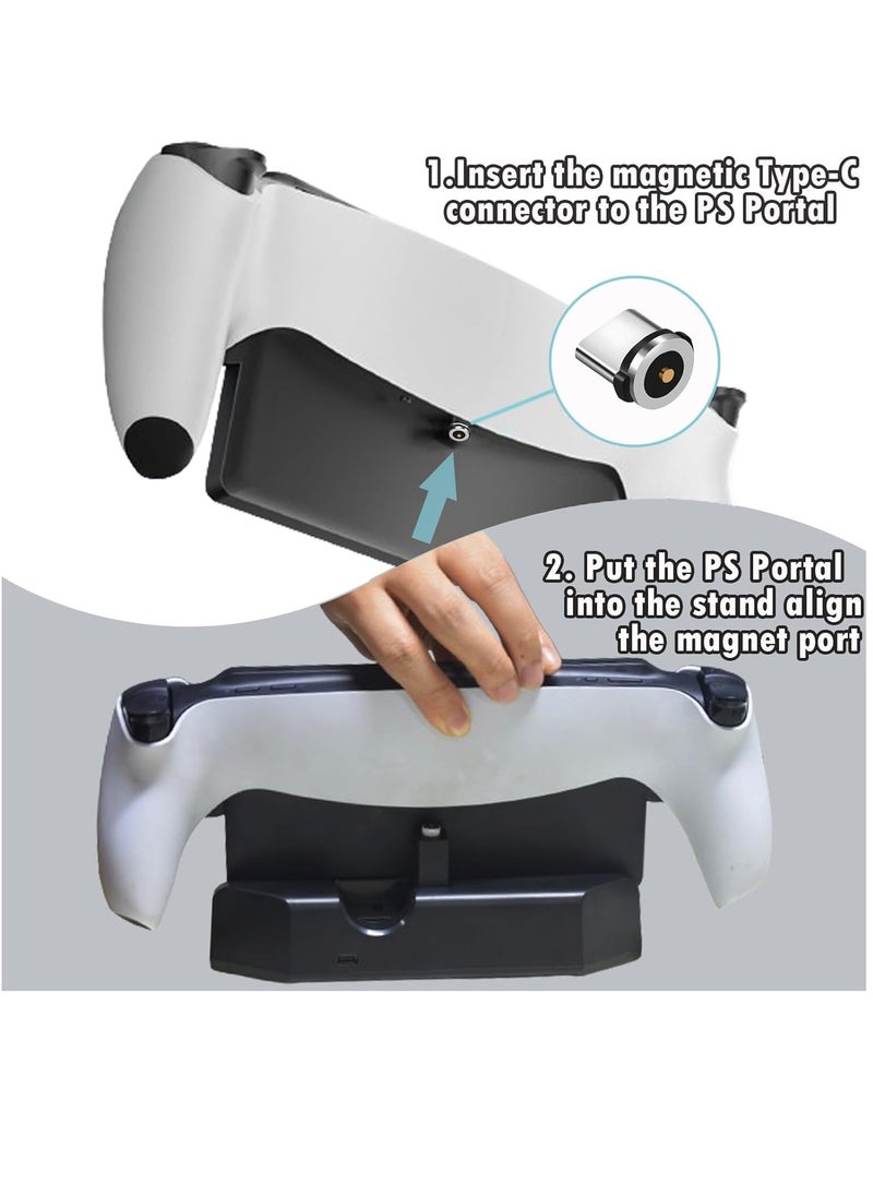 Charging Dock for PlayStation Portal PS5 Console Charger Station with Magnetic Type-C Adapter