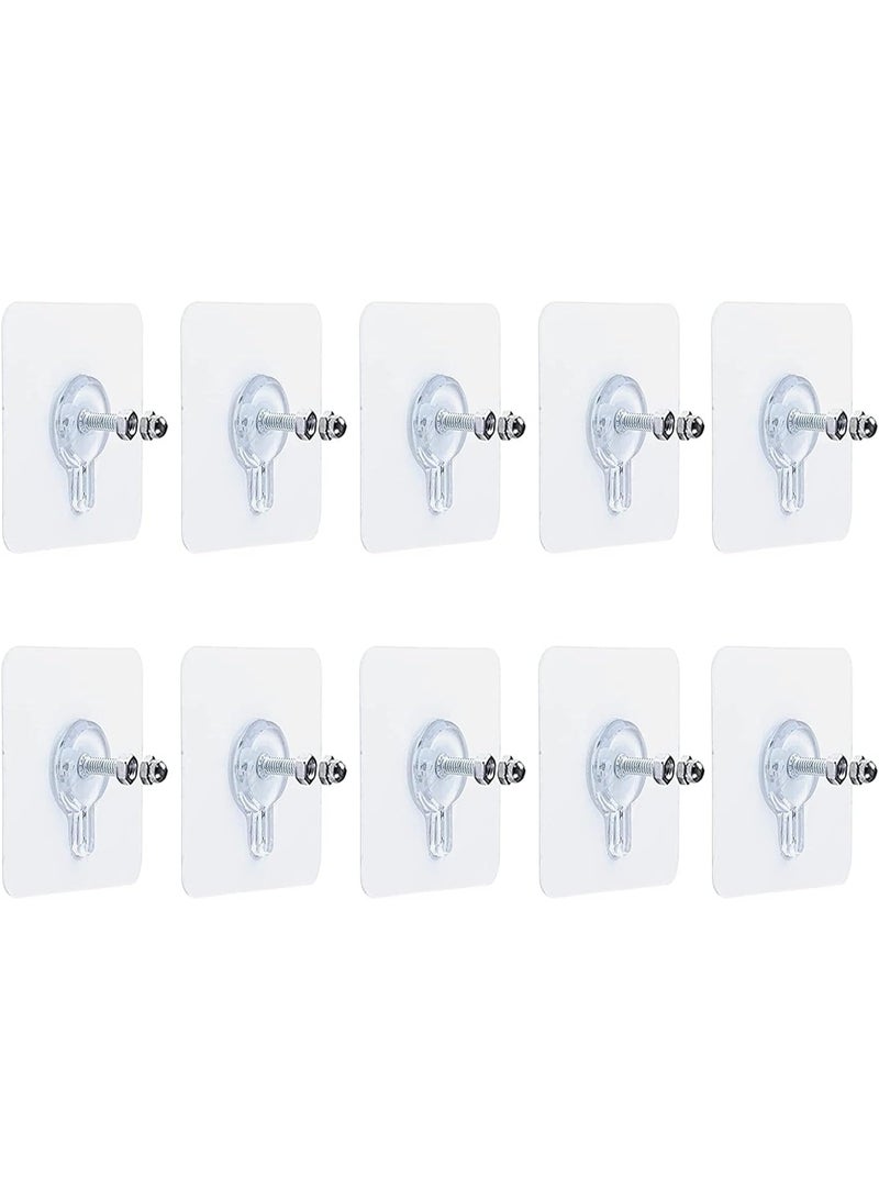 MEISO 10 x Adhesive Wall Screws Hanging Nails for Hanging Adhesive Screws Wall Mounting Hooks for Kitchen, Bathroom, Bedroom, Living Room