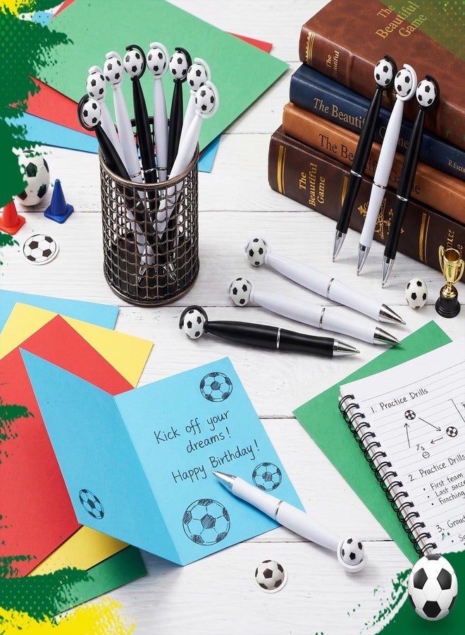 Supervitae 50 Pcs Soccer Pens Bulk Novelty Soccer White and Black Ballpoint Pens 1 mm Black Gel Ink Football Party Favor Gift for Sports Men Women Teacher Nurse Office Home Supply - Image 2