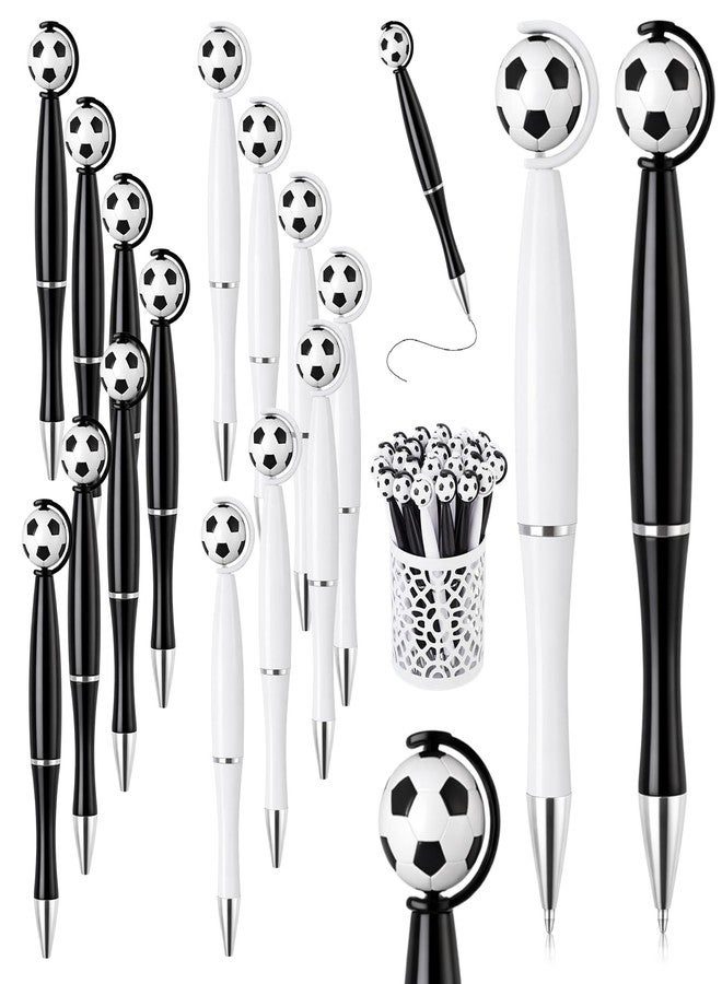 Supervitae 50 Pcs Soccer Pens Bulk Novelty Soccer White and Black Ballpoint Pens 1 mm Black Gel Ink Football Party Favor Gift for Sports Men Women Teacher Nurse Office Home Supply - Image 1