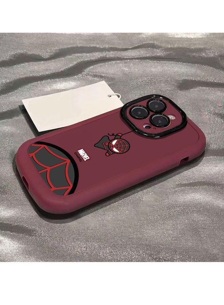 NIBEMINENT Cartoon Spider Man Protective TPU Case Cover For iPhone 16, Wine Red