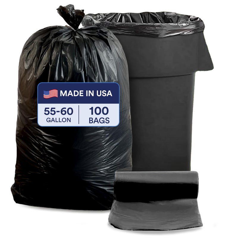 Plasticplace 5560 Gallon Trash Bags Heavy Duty Black Garbage Bags 100 Count for Lawn Yard and Outdoor Waste Disposal Ideal for Industrial Trash Cans Contractors and Home Improvement Projects