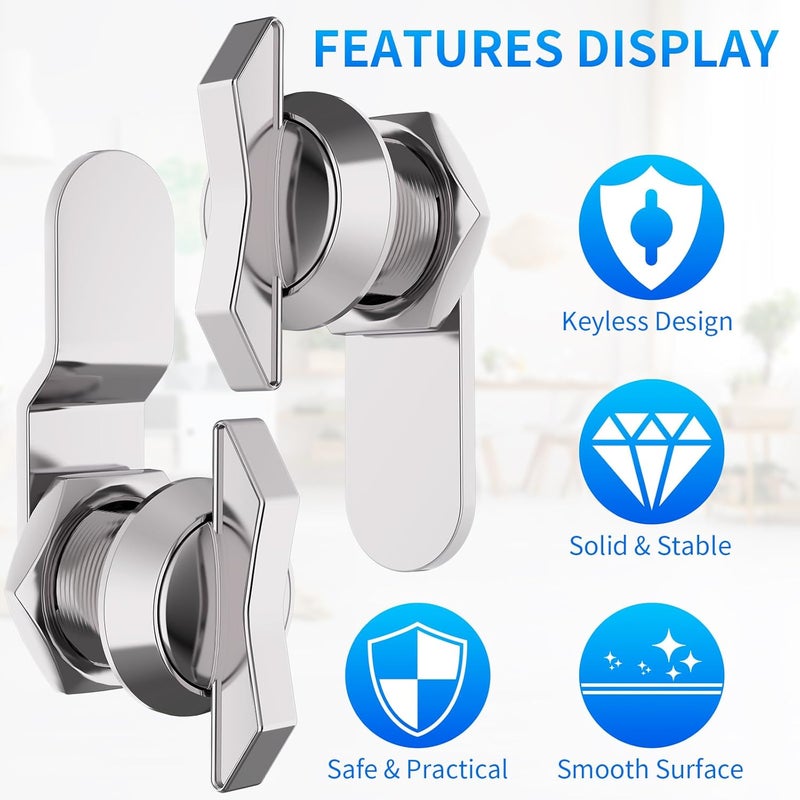 BEBOBLY 5/8 Inch Thumb Operated Offset Cam Lock, 5Pcs Keyless Compartment for RV, Cabinet Mailbox Drawer Latch, 100% Metal Replacement Cylinder for Storage Door, Camper, Vehicles - Image 5