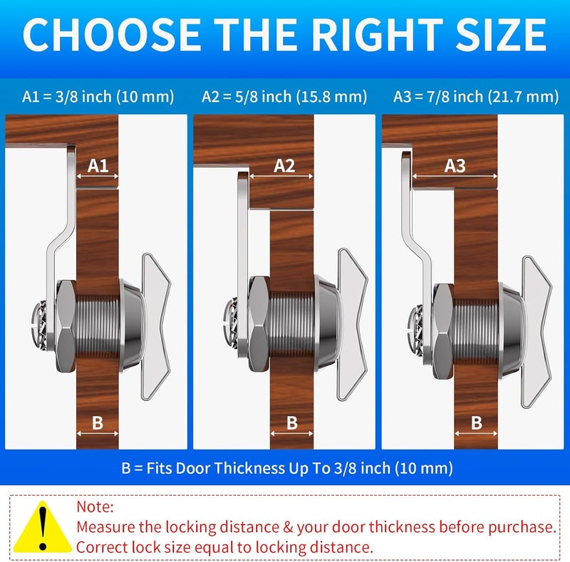 BEBOBLY 5/8 Inch Thumb Operated Offset Cam Lock, 5Pcs Keyless Compartment for RV, Cabinet Mailbox Drawer Latch, 100% Metal Replacement Cylinder for Storage Door, Camper, Vehicles - Image 2