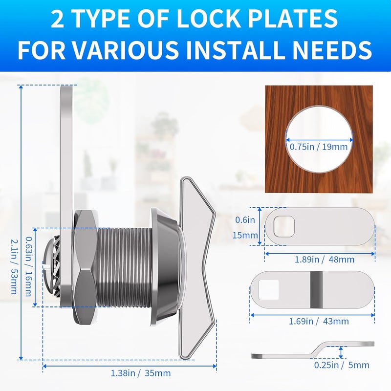 BEBOBLY 5/8 Inch Thumb Operated Offset Cam Lock, 5Pcs Keyless Compartment for RV, Cabinet Mailbox Drawer Latch, 100% Metal Replacement Cylinder for Storage Door, Camper, Vehicles - Image 3