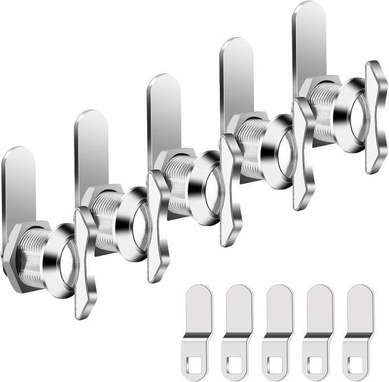 BEBOBLY 5/8 Inch Thumb Operated Offset Cam Lock, 5Pcs Keyless Compartment for RV, Cabinet Mailbox Drawer Latch, 100% Metal Replacement Cylinder for Storage Door, Camper, Vehicles - Image 1