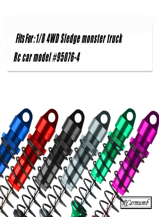 Rcarmumb Front Rear RC Shock Upgrades Part for 1/8 Sledge 4WD #95076-4, 4PCS Full Aluminum Big Bore RC Shocks Hops Up for Sledge Monster Truck,Red - Image 2