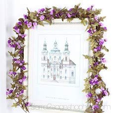 brown leaf Artificial Silk Rose 220 CM long Purple Flowers Vine Garland Fake Ivy Arch Wall Hanging Home Wedding Decor Wall Rattan Plants Leaves Decoration Pack of 1 - Image 3